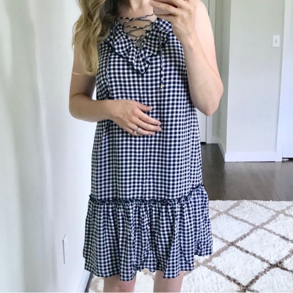 Time And Tru Black|White Gingham Summer Dress Size L 12-14 - Picture 1 of 5